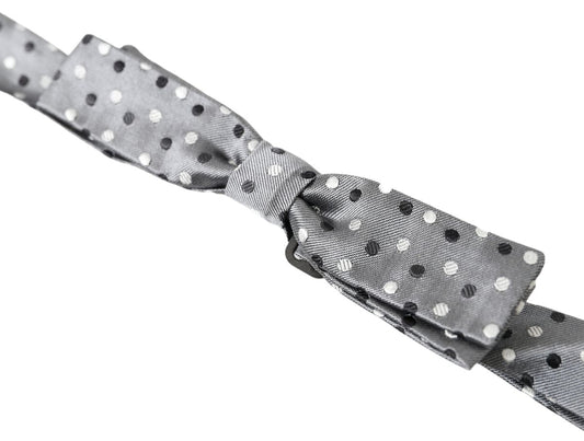 Pajarita Papillon de Seda Gris con Lunares Ajustable para Hombre de Dolce & Gabbana