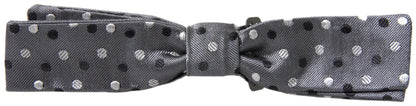 Pajarita Papillon de Seda Gris con Lunares Ajustable para Hombre de Dolce & Gabbana