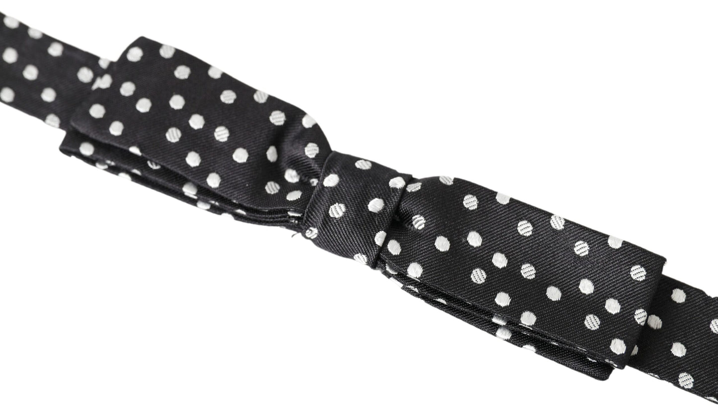 Pajarita Papillon Ajustable de Seda Negra con Lunares para Hombre de Dolce & Gabbana