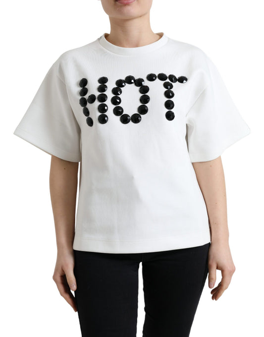Camiseta Dolce & Gabbana Algodón elástico blanco Cristal HOT negro
