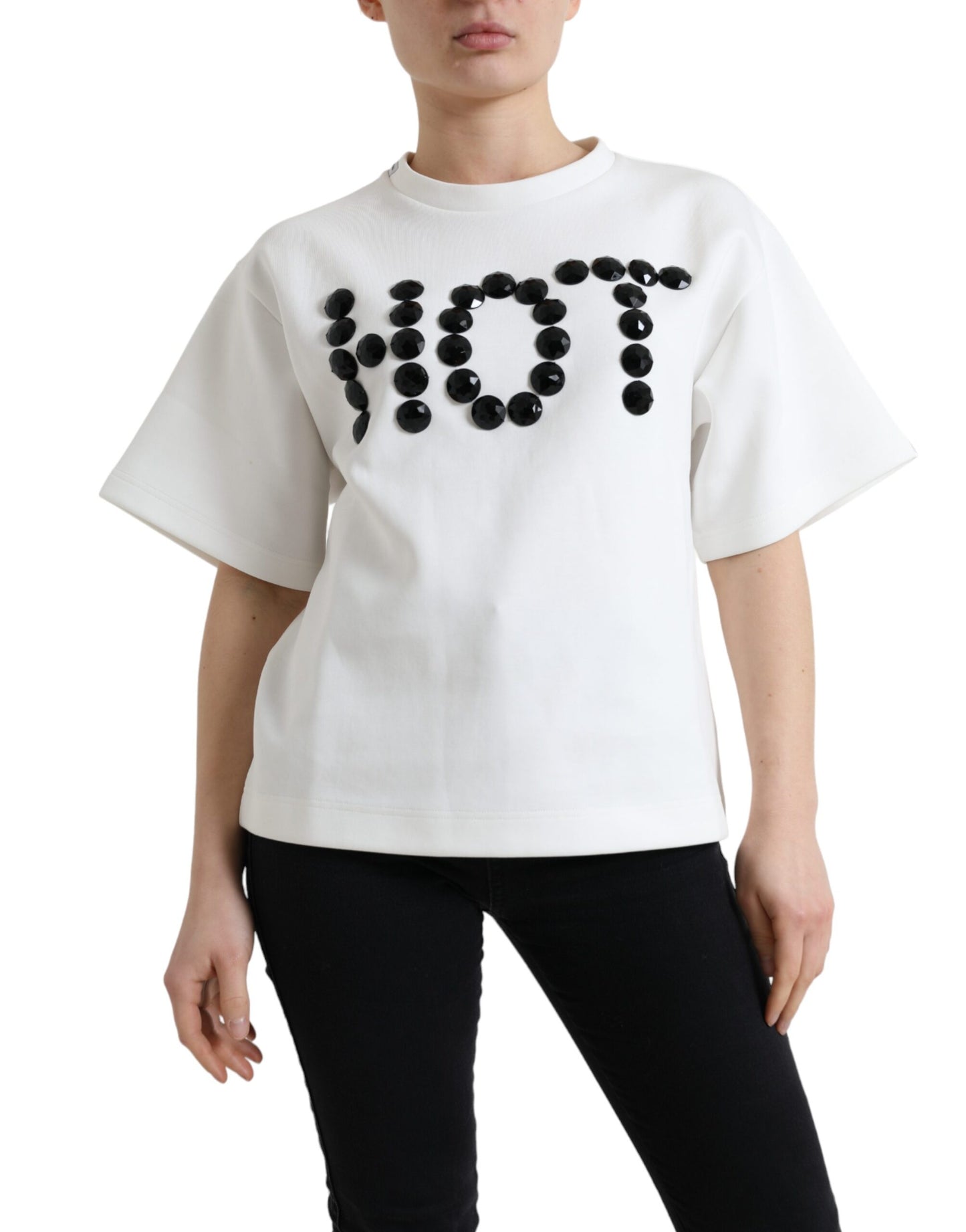Camiseta Dolce & Gabbana Algodón elástico blanco Cristal HOT negro