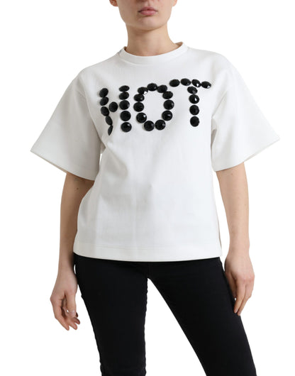 Camiseta Dolce & Gabbana Algodón elástico blanco Cristal HOT negro