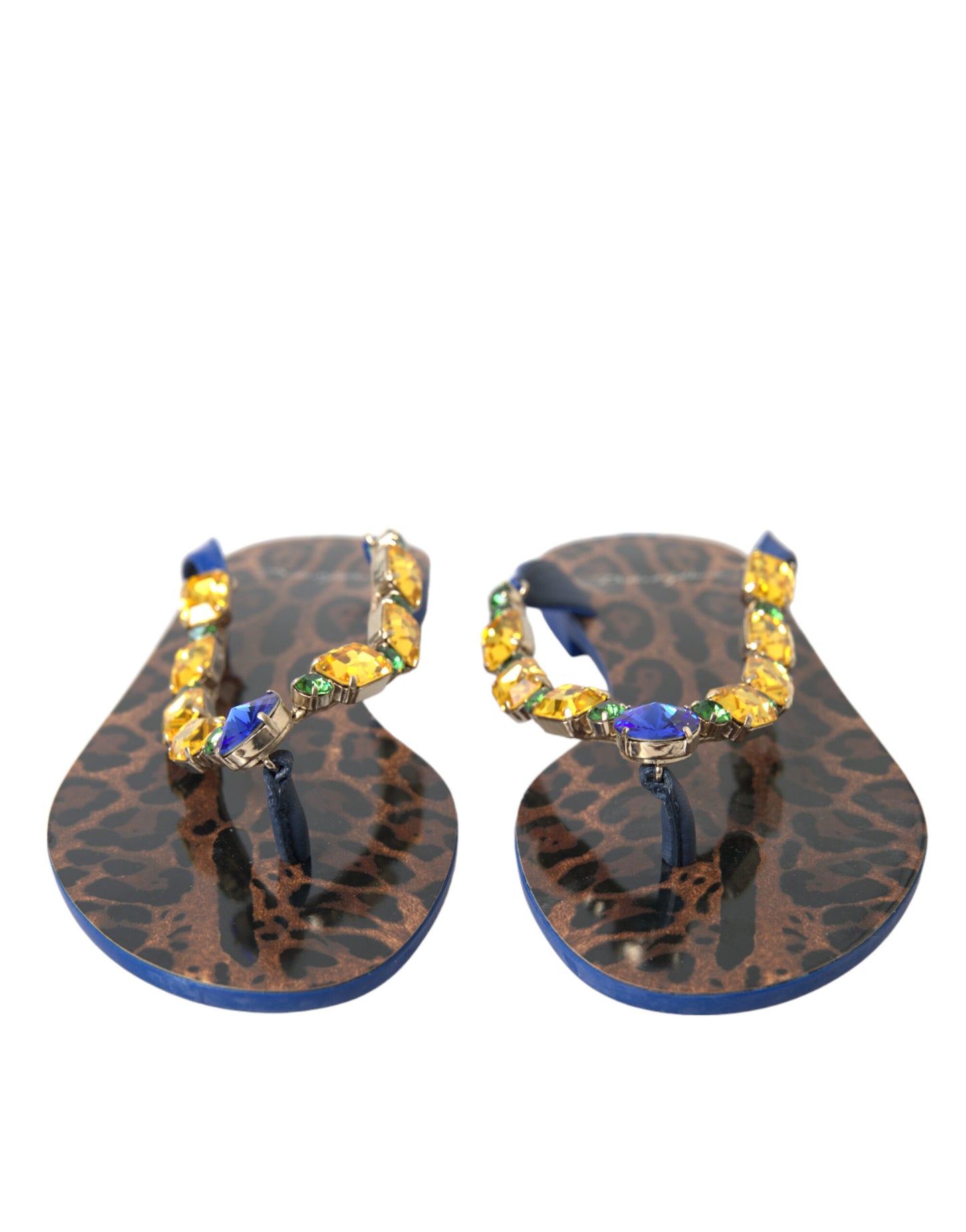 Dolce & Gabbana Sandalias Planas con Cristales Azules Zapatos de Playa
