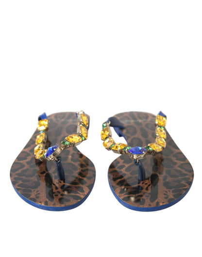 Dolce & Gabbana Sandalias Planas con Cristales Azules Zapatos de Playa