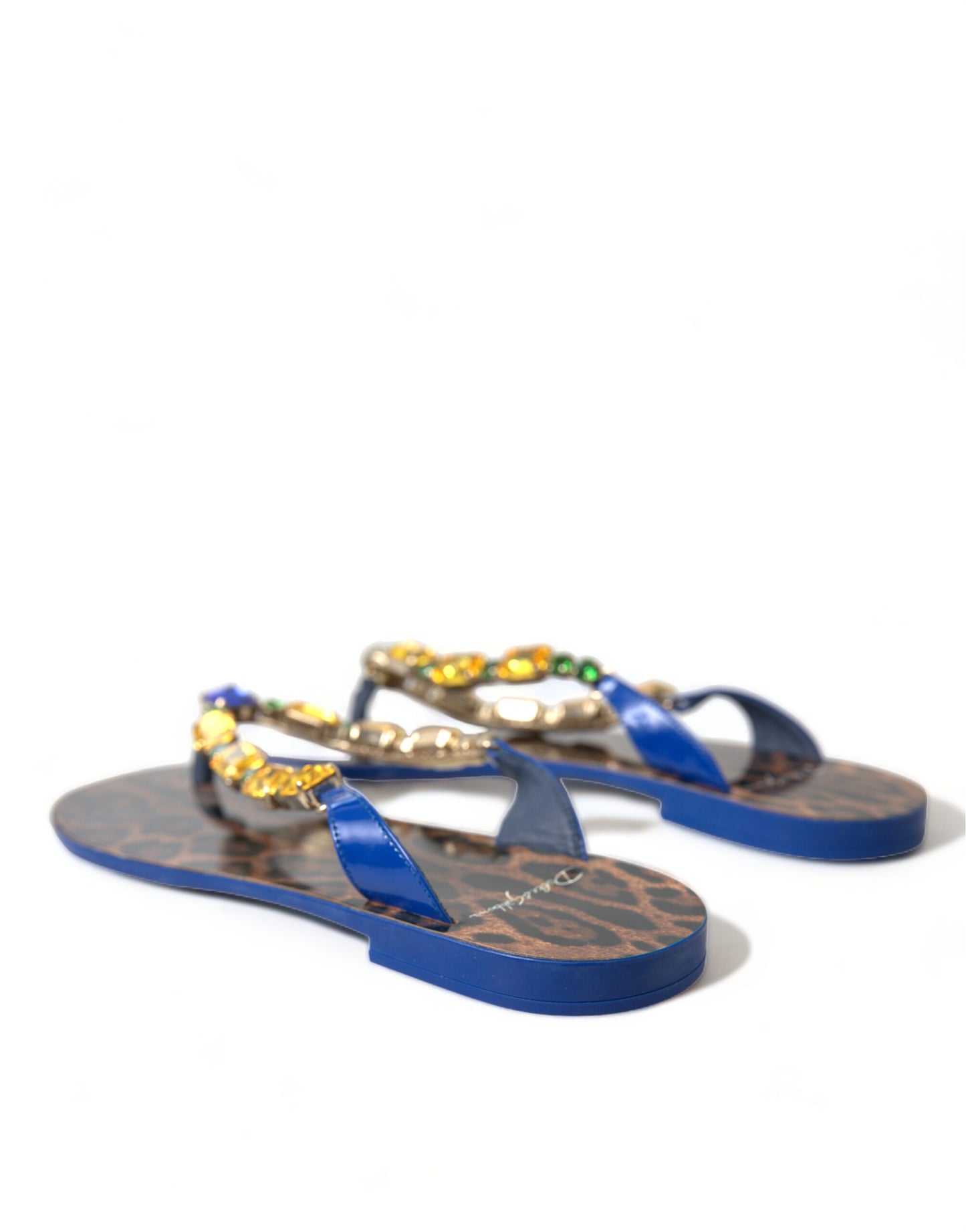 Dolce & Gabbana Sandalias Planas con Cristales Azules Zapatos de Playa