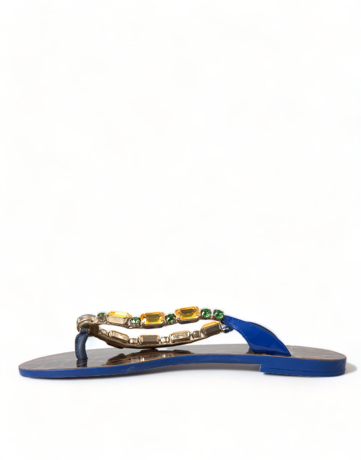 Dolce & Gabbana Sandalias Planas con Cristales Azules Zapatos de Playa