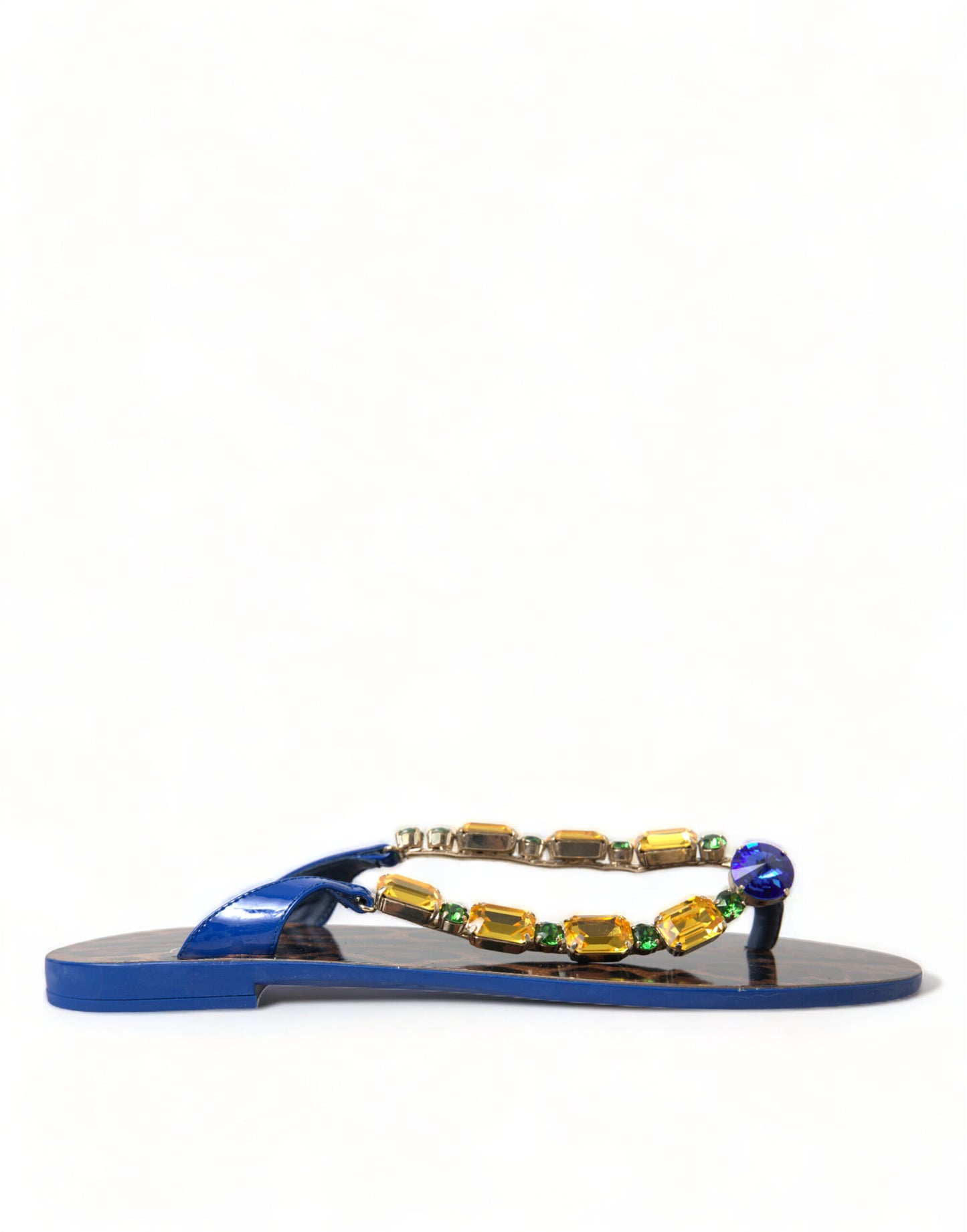 Dolce & Gabbana Sandalias Planas con Cristales Azules Zapatos de Playa