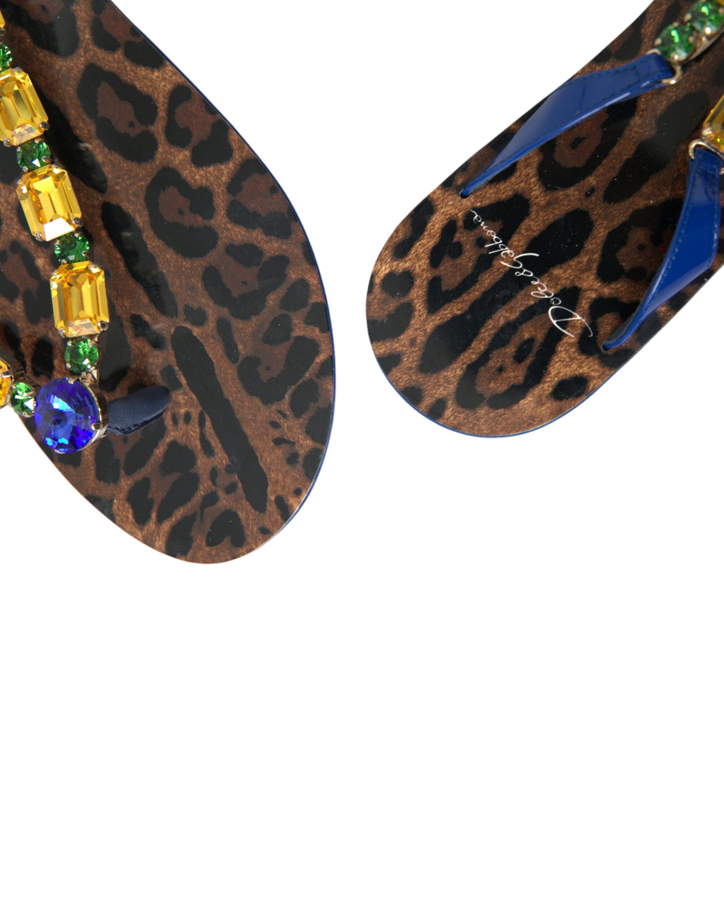 Dolce & Gabbana Sandalias Planas con Cristales Azules Zapatos de Playa