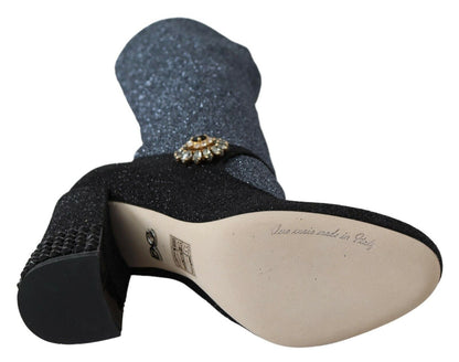 Zapatos botines Mary Janes de cristal negro Dolce & Gabbana