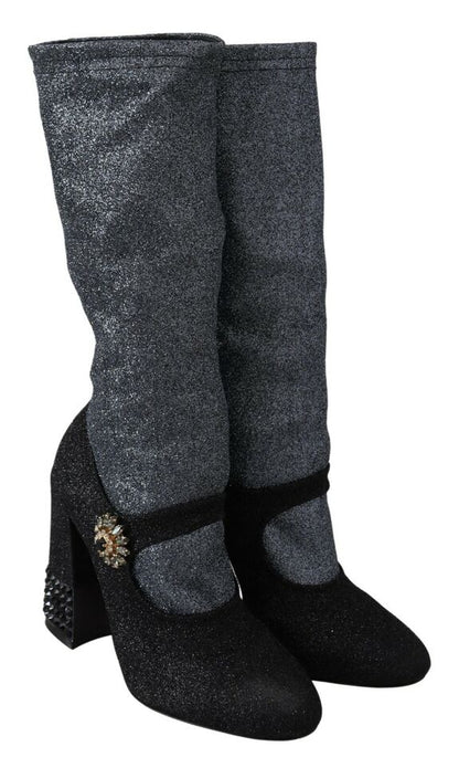 Zapatos botines Mary Janes de cristal negro Dolce & Gabbana