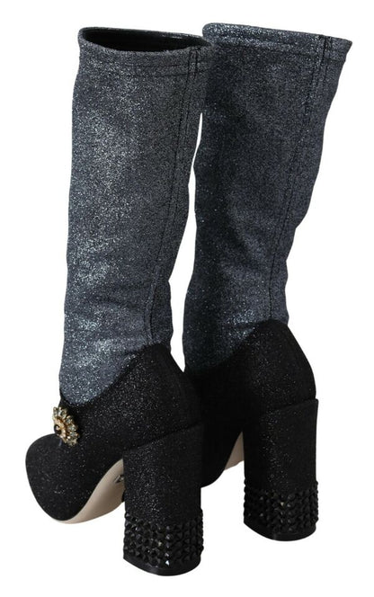 Zapatos botines Mary Janes de cristal negro Dolce & Gabbana