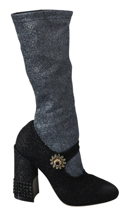 Zapatos botines Mary Janes de cristal negro Dolce & Gabbana