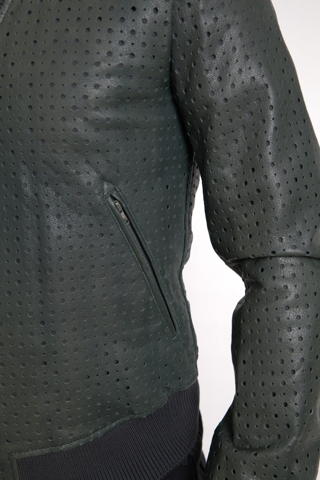 Cazadora bomber de cuero perforado verde Dolce & Gabbana