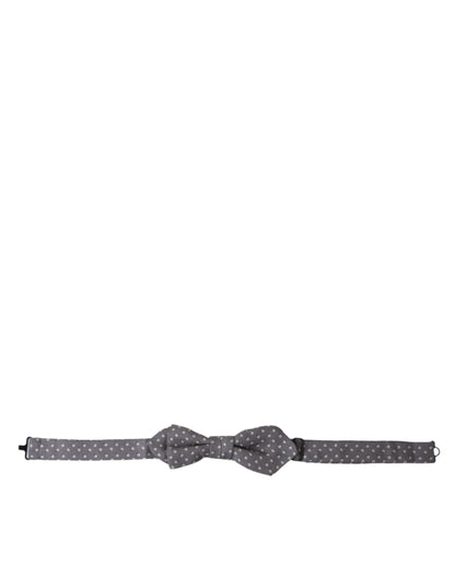 Corbata de moño ajustable de seda gris con lunares de Dolce & Gabbana