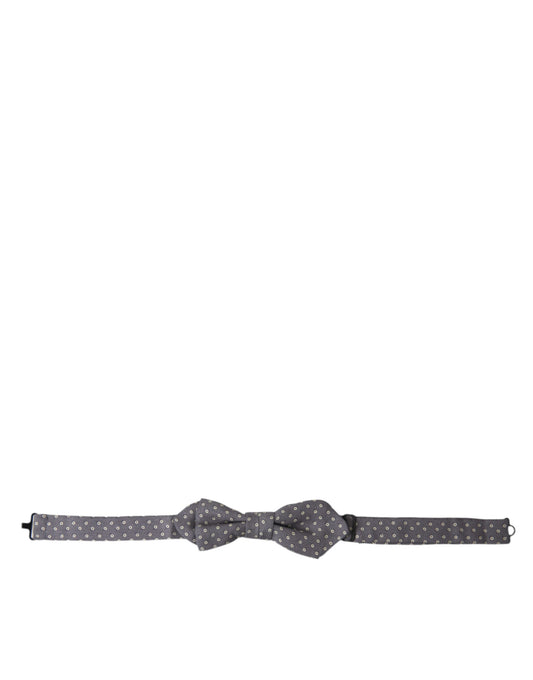 Corbata de moño ajustable de seda gris con lunares de Dolce & Gabbana