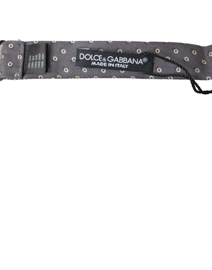 Corbata de moño ajustable de seda gris con lunares de Dolce & Gabbana