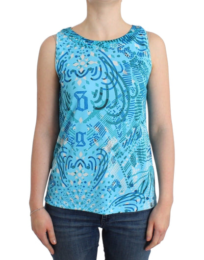 Top de tirantes azul estampado de John Galliano