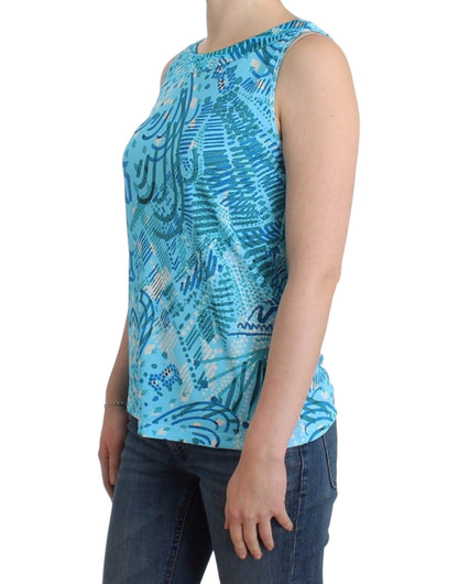 Top de tirantes azul estampado de John Galliano