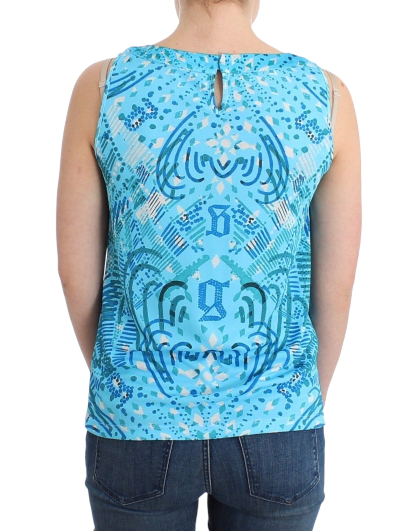 Top de tirantes azul estampado de John Galliano