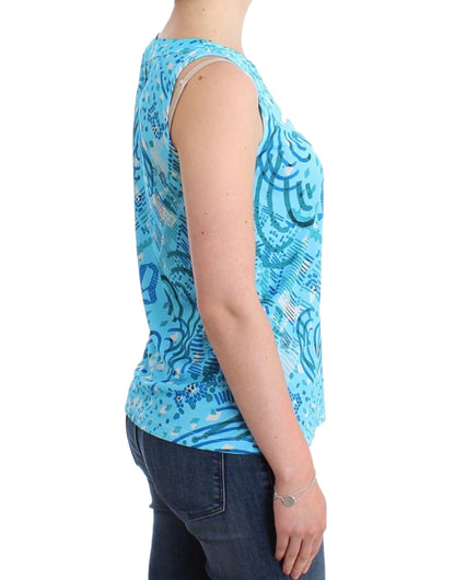 Top de tirantes azul estampado de John Galliano