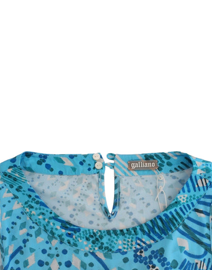 Top de tirantes azul estampado de John Galliano