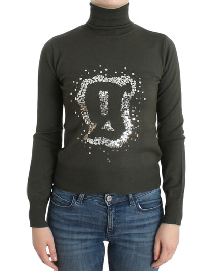 Jersey de cuello alto de lana verde John Galliano