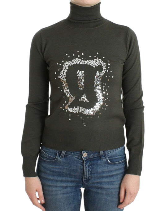 Jersey de cuello alto de lana verde John Galliano