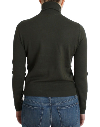 Jersey de cuello alto de lana verde John Galliano