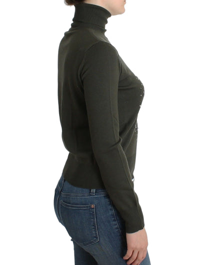 Jersey de cuello alto de lana verde John Galliano