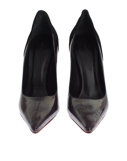 Zapatos de tacón de cuero y ante en gris y negro de Cédric Charlier
