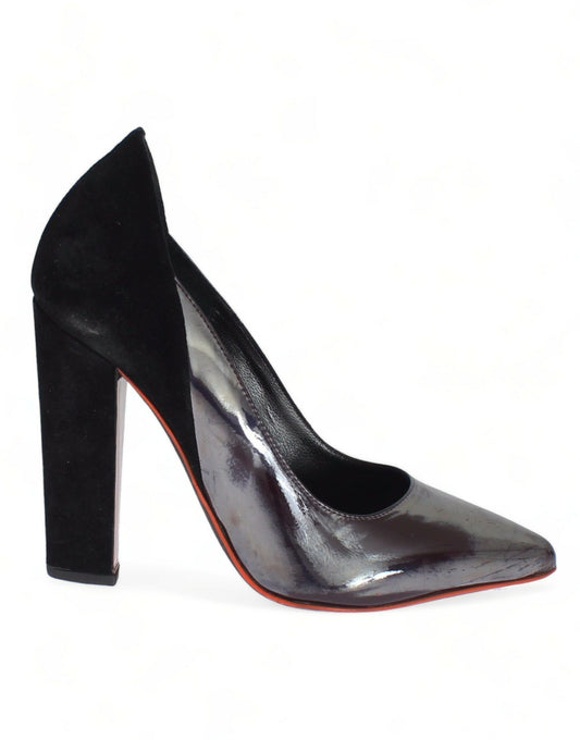 Zapatos de tacón de cuero y ante en gris y negro de Cédric Charlier