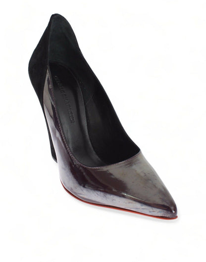 Zapatos de tacón de cuero y ante en gris y negro de Cédric Charlier