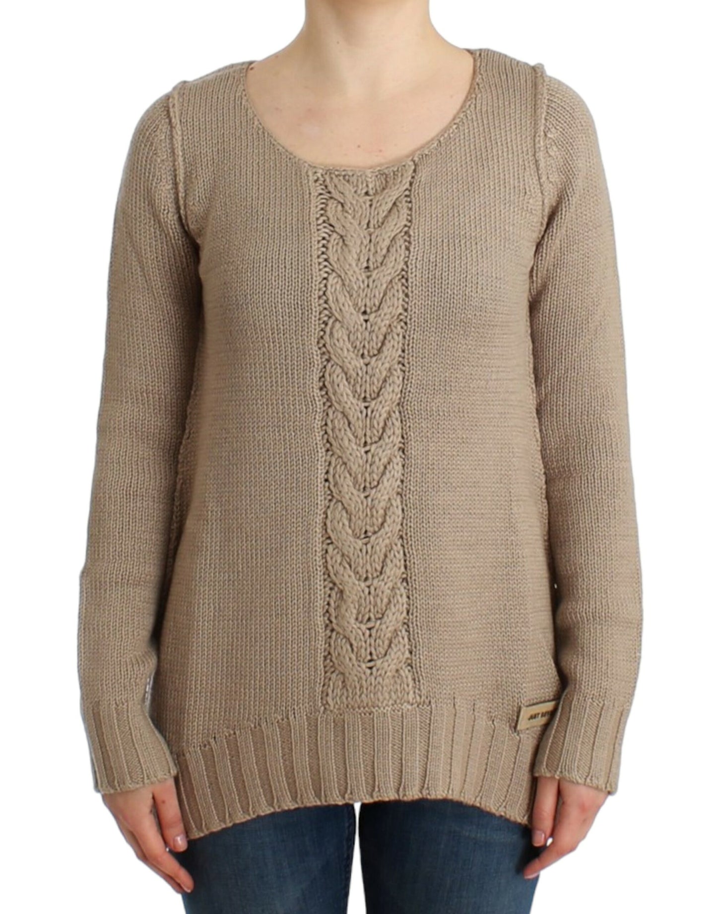 Suéter de punto de lana beige Cavalli