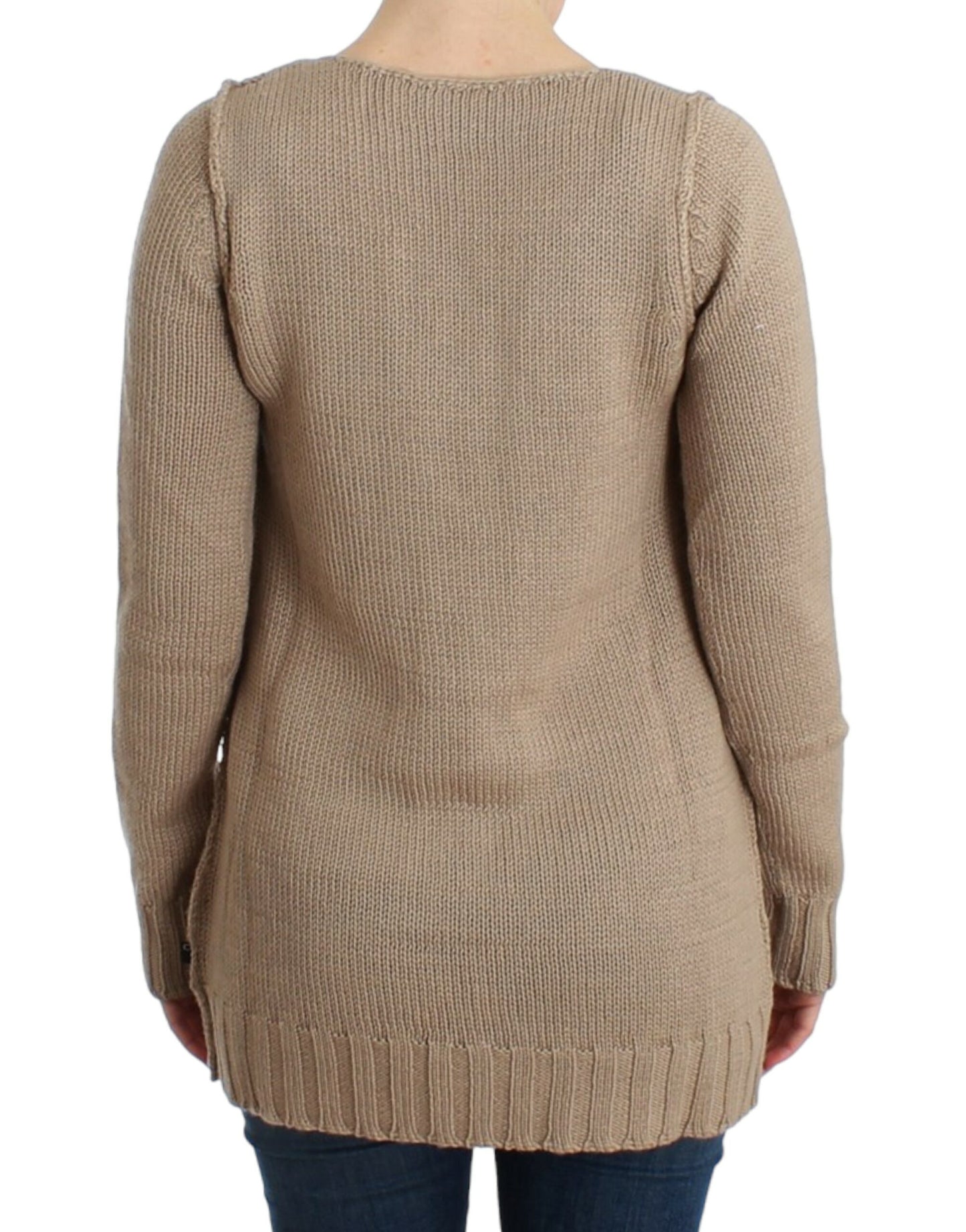 Suéter de punto de lana beige Cavalli