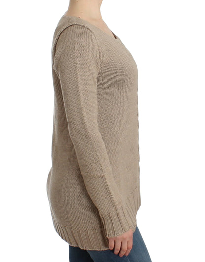 Suéter de punto de lana beige Cavalli
