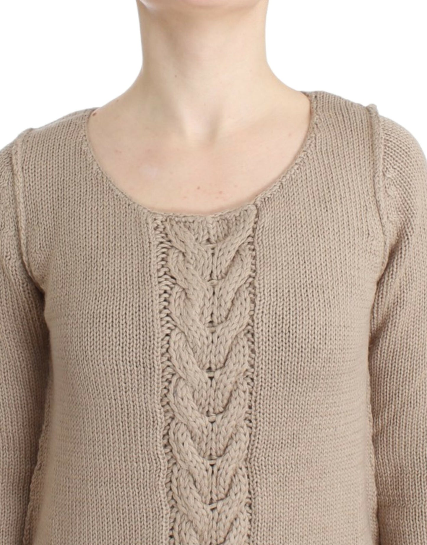 Suéter de punto de lana beige Cavalli