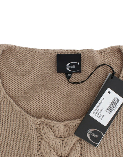 Suéter de punto de lana beige Cavalli