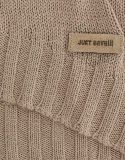 Suéter de punto de lana beige Cavalli