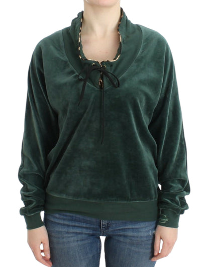Suéter de terciopelo de algodón verde Cavalli
