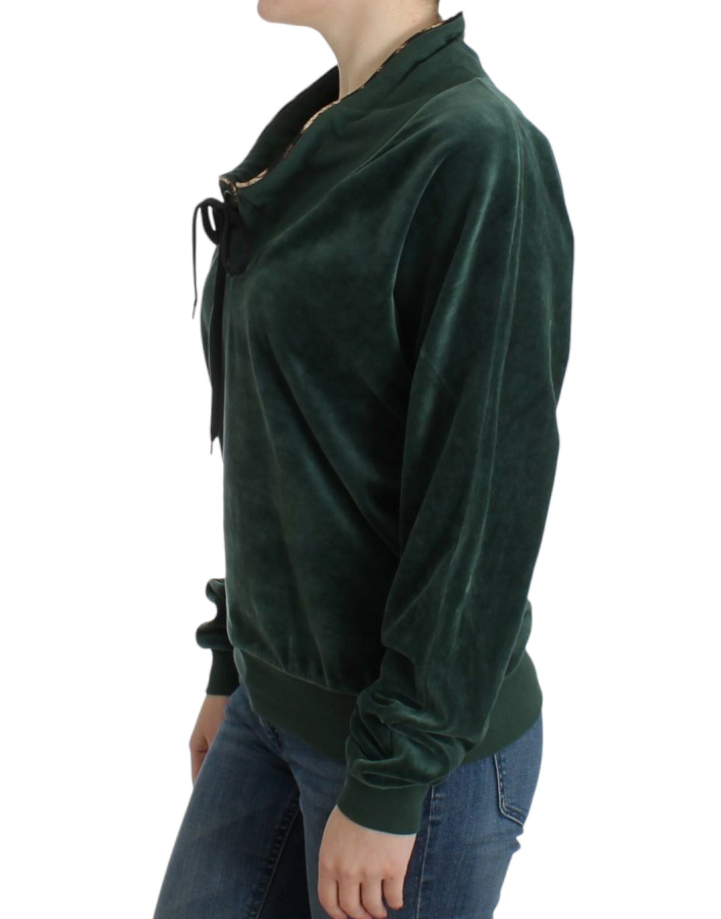 Suéter de terciopelo de algodón verde Cavalli