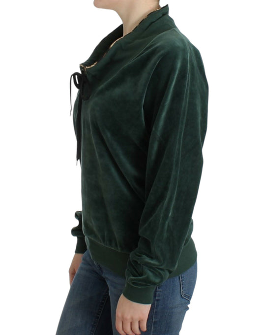 Suéter de terciopelo de algodón verde Cavalli