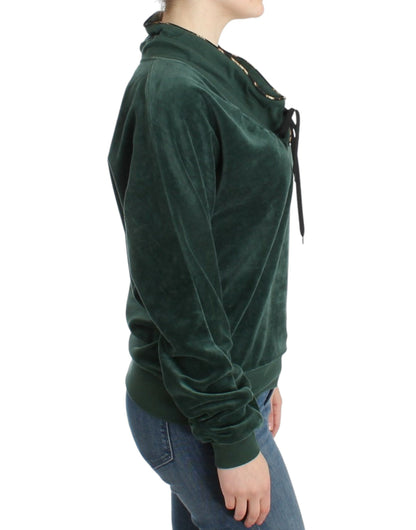 Suéter de terciopelo de algodón verde Cavalli