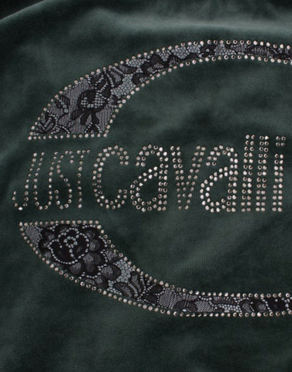 Suéter de terciopelo de algodón verde Cavalli