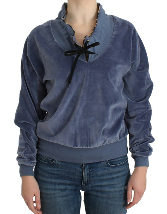 Suéter Cavalli de terciopelo de algodón azul