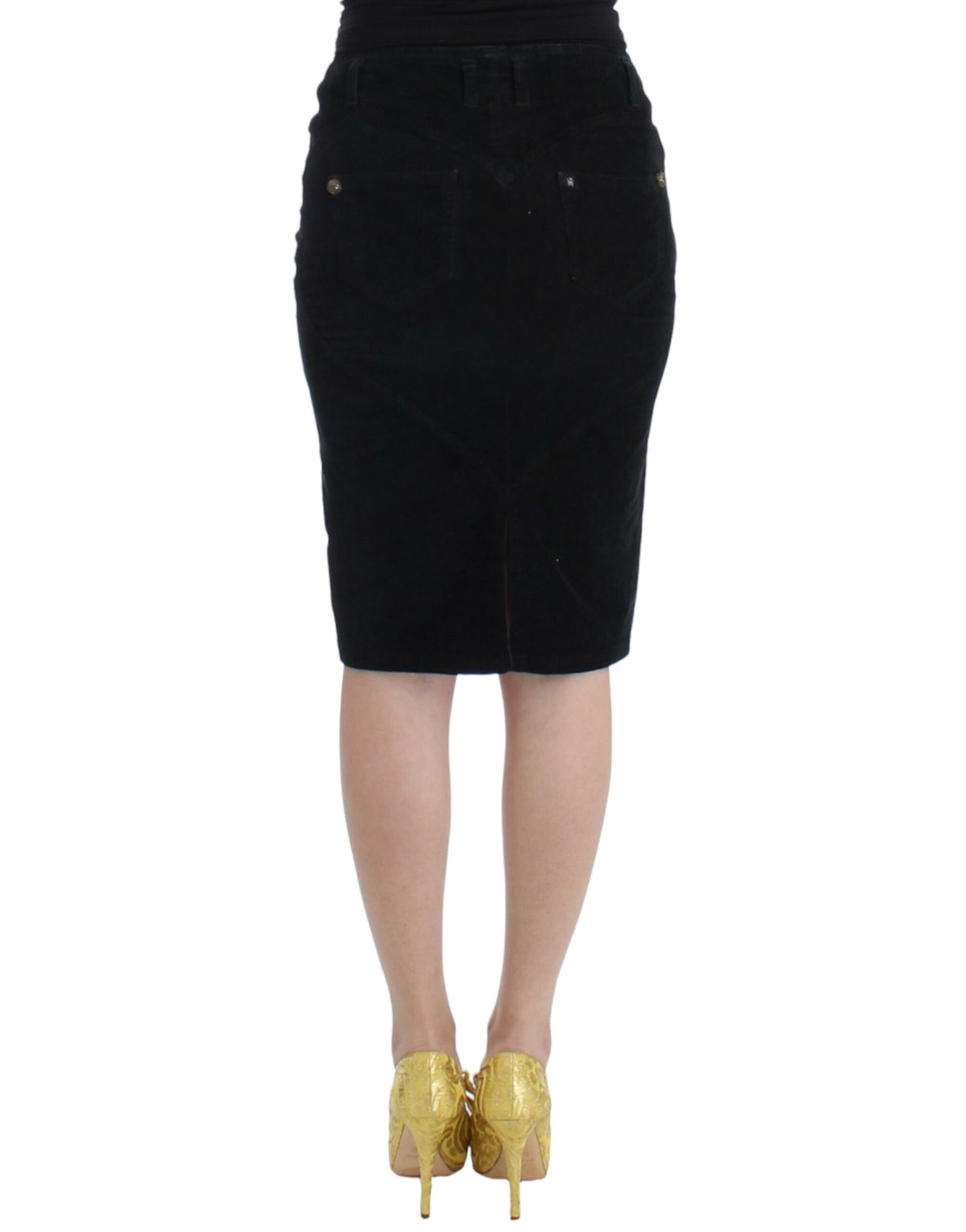 Falda lápiz de pana negra Cavalli
