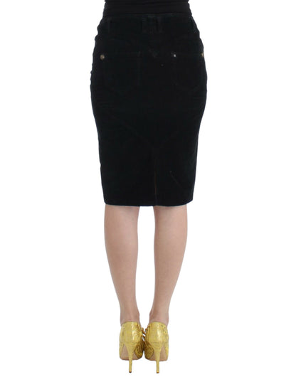 Falda lápiz de pana negra Cavalli