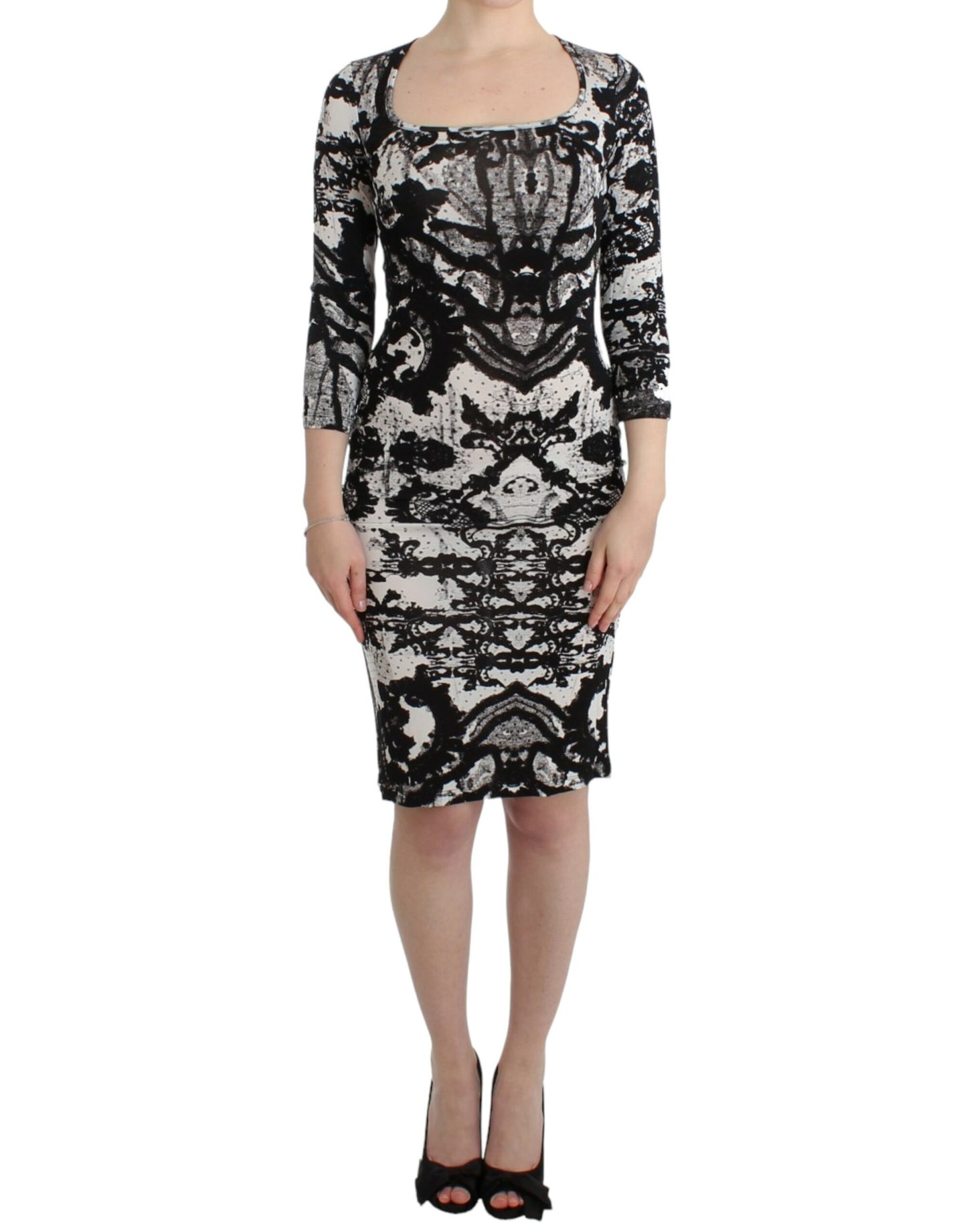 Vestido tubo Cavalli negro estampado
