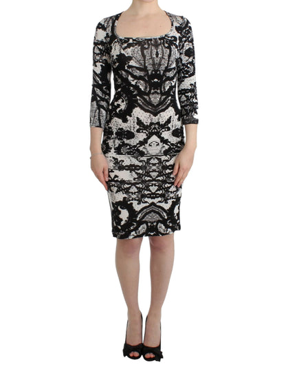 Vestido tubo Cavalli negro estampado