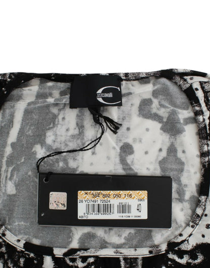 Vestido tubo Cavalli negro estampado