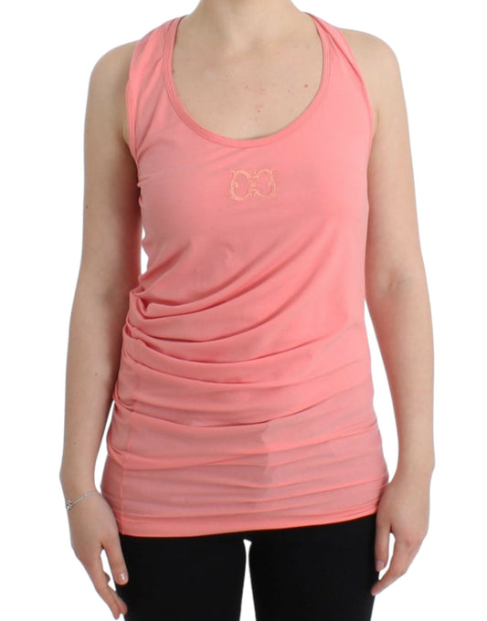 Top de tirantes Cavalli rosa de algodón